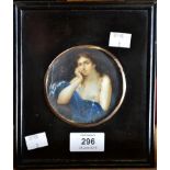 A 19th century probably Continental School A bare chested young lady clutching a blue velvet robe