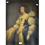 After Sir Anthony van Dyck Maria Luisa de Tassis a Medici Society print labels verso, 63.5 x 43cm