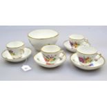 A late 19th century Royal Copenhagen porcelain part teaset, of moulded wrythen and faux osier