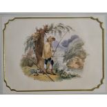 19th century English School A young fisherman with rod, net and creel beneath a mature tree