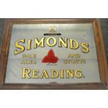 A 1930/1940's oak framed pub mirror advertising Simonds Pale Ales and Stouts,