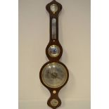 An early 19th century rosewood banjo shaped barometer inscribed S Lelli, Newport, I.