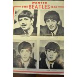 A 1964 Beatles 'Wanted' poster depicting photographs of Ringo Starr, George Harrison,