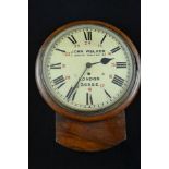 A South Eastern Railway mahogany single fusee drop dial wall clock, 30cm dial inscribed John Walker,