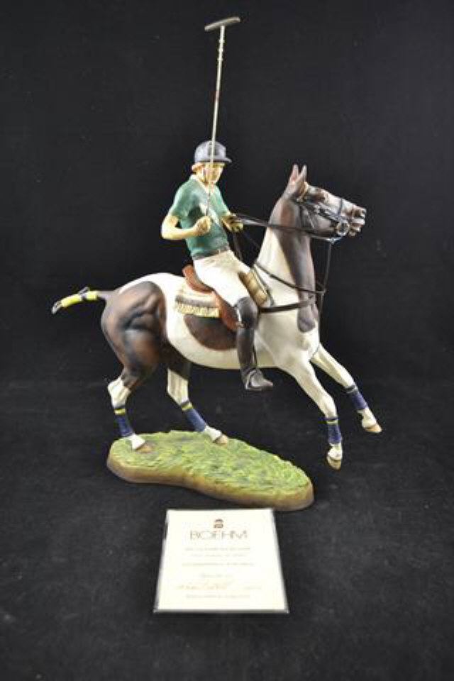 A Bohem porcelain model of 'Polo Player on Pinto' marked to base 55005, no.