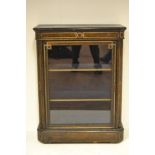 A 19th century ebonized pier cabinet, bone inlay, gilt metal beading, gilt metal mounts to sides,