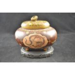 A cloisonne censer, foliate scroll decoration with chrysanthemums,