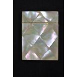 A 19th Century mother of pearl card case, parquetry design - 10.5x8cm.
