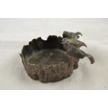 An Austrian cold painted bronze trinket dish mounted with three birds,