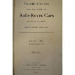 Instructions for the Care of Rolls-Royce Cars 40-50 H.P.