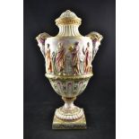 A 19th century Naples 'Capo di Monte' classical style vase and cover,