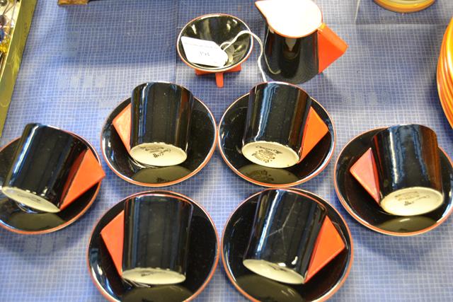 A Clarice Cliff 'Yoo Hoo' part coffee set in red and black, retailed Lawleys, Regent Street, - Image 3 of 5