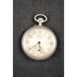 A J W Benson, London World War One silver pocket watch, stem wind, subsidiary seconds dial, monogram