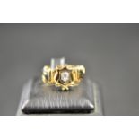 A Victorian 18ct gold mourning ring, central shield design set with rock crystal and bearing