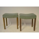 A George VI Coronation stool by Waring & Gillow, limed oak, upholstered in sage green, together with