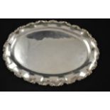 A Mexican .925 sterling silver oval tray with scroll border - W46cm, approx weight 1212g/38.9 troy