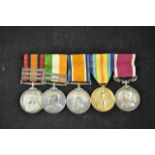 A five medal South Africa group - QSA Medal with Transvaal, Orange Free State, Cape Colony clasps;