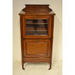 A late 19th/early 20th century inlaid mahogany music cabinet, glazed upper section - H110cm,