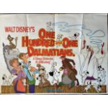 A 1976 original British quad poster of the film entitled 'One Hundred and One Dalmatians' - folded