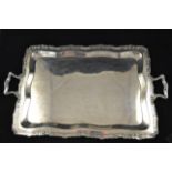 A Peruvian .925 two handled sterling silver serving tray with scroll edge - L62cm, approx weight