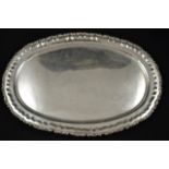 A Samborns Mexican sterling silver oval serving tray with scroll edge - W56cm, approx weight 1975g/