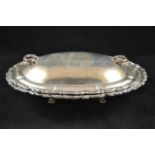 A .925 sterling silver entree dish and cover with division to interior - L32cm, approx weight