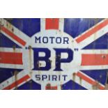 A BP Motor Spirit Union Jack enamel sign - 92x137cm CONDITION REPORT enamel loss allover,