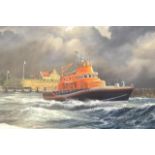 Peter Leath (XX) - Yarmouth Lifeboat - 40x50cm oil on canvas, signed bottom left, gilt frame