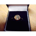 A yellow metal ring set with solitaire diamond, approx 0.75 carat - size L - approx gross weight 2.