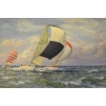 Deryck Foster (1924-2011) - Racing yachts in Solent - 32x52cm oil on board, signed bottom left,