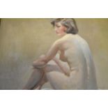 Arthur Royce Bradbury (1892-1977) - seated female nude - 19x24cm, oil on board, signed bottom