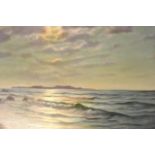 A Beardsley - Moonlight over waves - 45x60cm oil on canvas, signed bottom left, framed CONDITION
