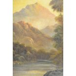 Alfred Fontville de Breanski Jnr (1877-1945?) - a pair of river and mountain landscapes - 44x24cm,