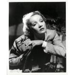 A MARLINE DIETRICH AUTOGRAPHED AND INSCRIBED 8" X 10" BLACK AND WHITE PHOTOGRAPH, the Paramount