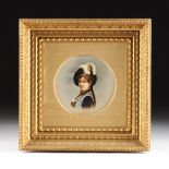 A CONTINENTAL FRAMED ANTIQUE PORTRAIT MINIATURE ON PORCELAIN OF A LADY, LATE 19TH CENTURY, back of