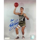 A BOB COUSY AUTOGRAPHED AND INSCRIBED 8' X 10' COLOR PHOTOGRAPH, a photograph of the retired