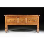 A FRENCH PROVINCIAL CARVED WALNUT AND OAK SIDEBOARD, 19TH CENTURY, with a rectangular top above