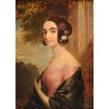 BRITISH SCHOOL (19th Century) A PAINTING, "Portrait of a Lady," oil on board. 8" x 5 3/4" Condition: