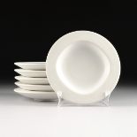 A SET OF SIX GERMAN WHITE GLAZED DOUBLE WALLED PORCELAIN DISHES, IIMPRESSED AND LABELED MARKS,