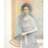 CHARLES INZER (American 20th Century) A PAINTING, "Portrait of a Lady," acrylic on canvas, signed