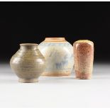 A GROUP OF THREE VARIOUSLY GLAZED CERAMIC WARES, POSSIBLY 19TH AND 20TH CENTURIES, comprising a