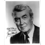 A JAMES STEWART AUTOGRAPHED AND INSCRIBED 8" X 10" BLACK AND WHITE PHOTOGRAPH, a publicity head shot