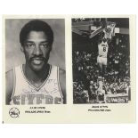 A JULIUS "DR J" ERVING AUTOGRAPHED AND INSCRIBED 8" X 10" BLACK AND WHITE PHOTOGRAPH, an official