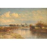 WILLIAM E. HARRIS (British 1856-1929) A PAINTING, "A View of Windsor from the Thames," oil on