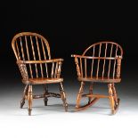 TWO CHILDREN'S HOOP BACK WINDSOR CHAIRS, 19TH CENTURY, comprising one yew wood rocking chair, the
