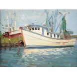 WILLIAM KALWICK (American/Texas b. 1960) A PAINTING "Bolivar Shrimp Boats," oil on panel, signed L/