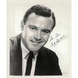 TWO JACK LEMMON AUTOGRAPHED AND INSCRIBED 8" X 10" BLACK AND WHITE PHOTOGRAPHS, the first a studio