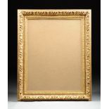 A LARGE VICTORIAN PARCEL GILT GESSO ON CARVED WOOD FRAME, LATE 19TH CENTURY, the rectangular frame