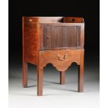 A GEORGE III MAHOGANY NIGHT STAND OR POT CUPBOARD, MID 18TH CENTURY, the solid three quarter gallery