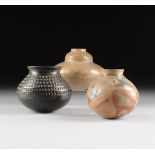 A GROUP OF THREE NATIVE AMERICAN POTTERY WARES, TWO SIGNED, 20TH CENTURY, comprising a Casas Grandes